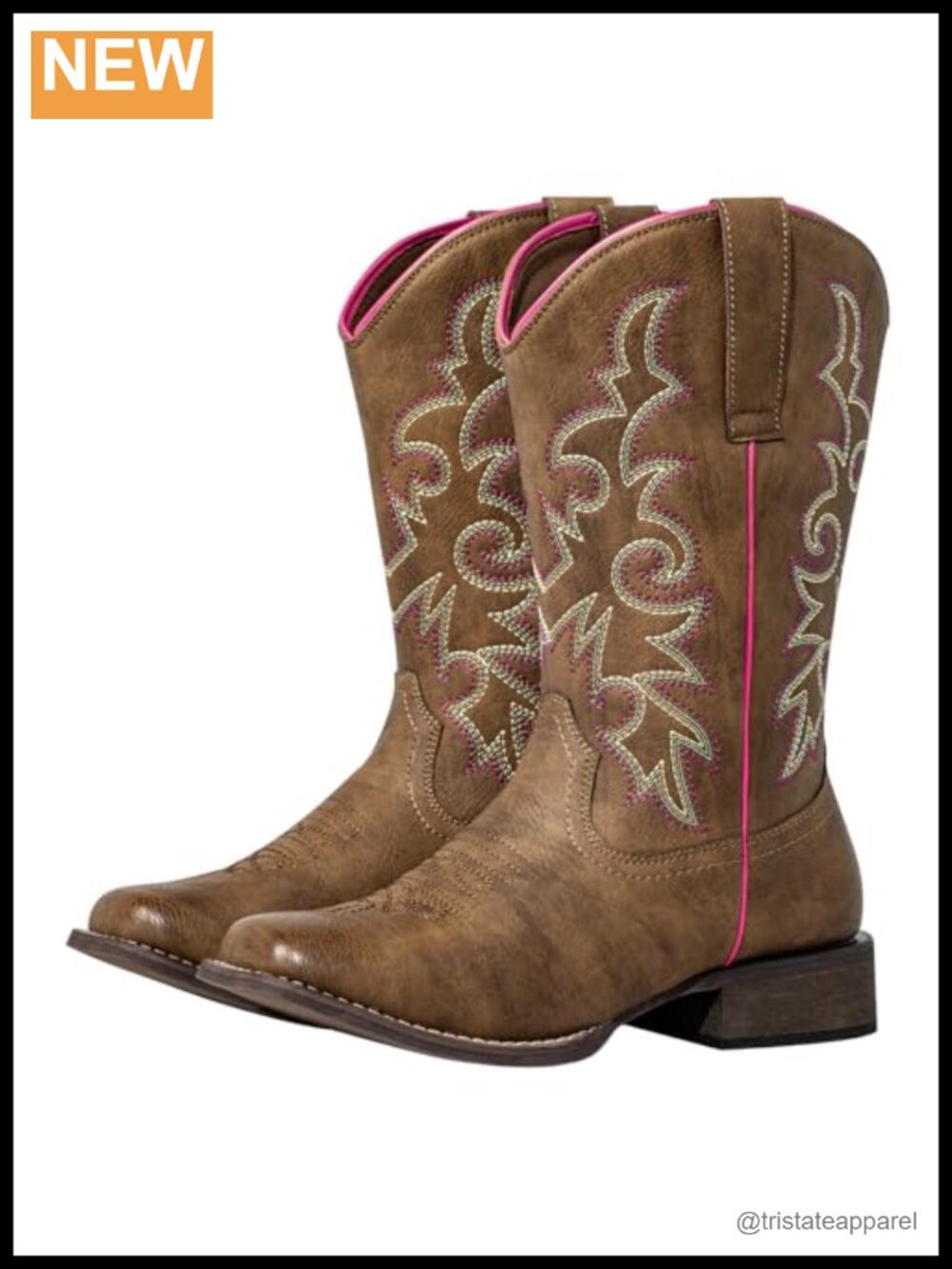 Extra Wide Calf Cowboy Boots Women Square Toe Pull-On Mid-Calf Western Faux